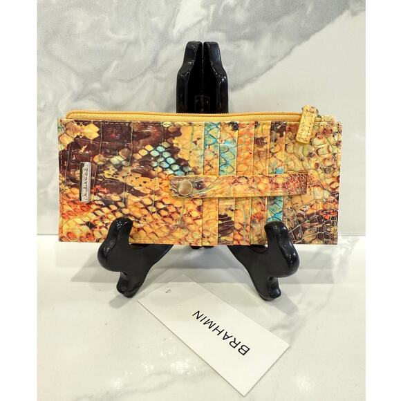 Brahmin Credit Card Slim Wallet Sunny Viper Ombre Melbourne Genuine Leather NWT - Picture 5 of 5